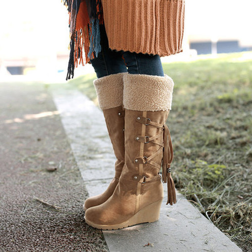 "Bottes Montantes en Wedge Chaleureuses pour l'Hiver "