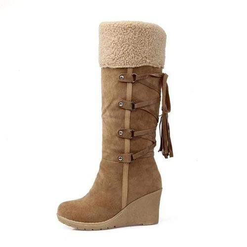 "Bottes Montantes en Wedge Chaleureuses pour l'Hiver "