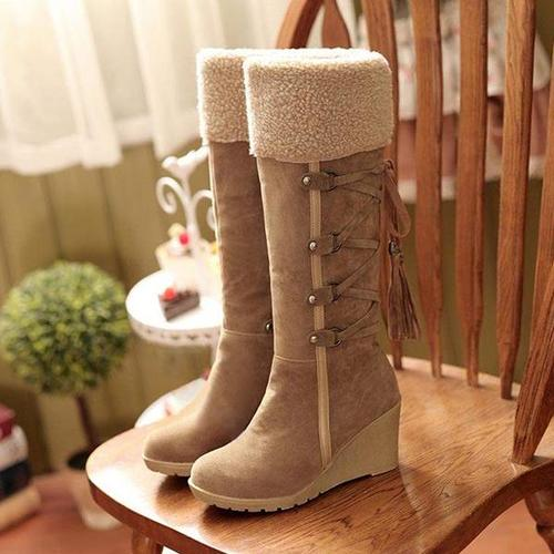 "Bottes Montantes en Wedge Chaleureuses pour l'Hiver "