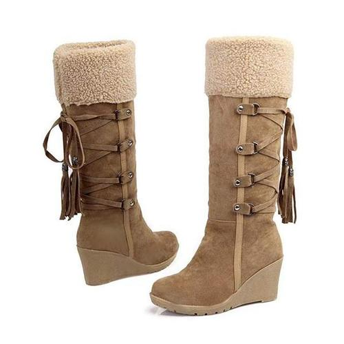 "Bottes Montantes en Wedge Chaleureuses pour l'Hiver "