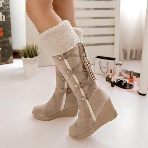 "Bottes Montantes en Wedge Chaleureuses pour l'Hiver "