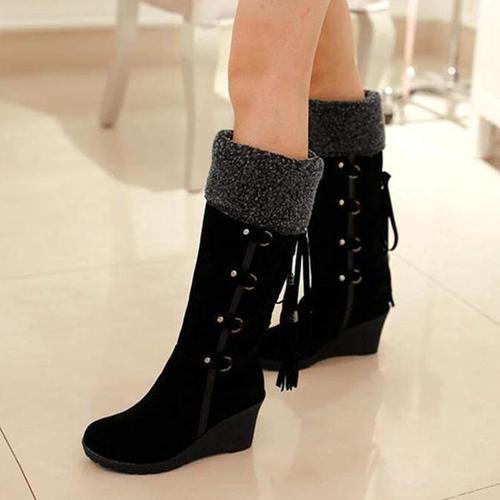 "Bottes Montantes en Wedge Chaleureuses pour l'Hiver "