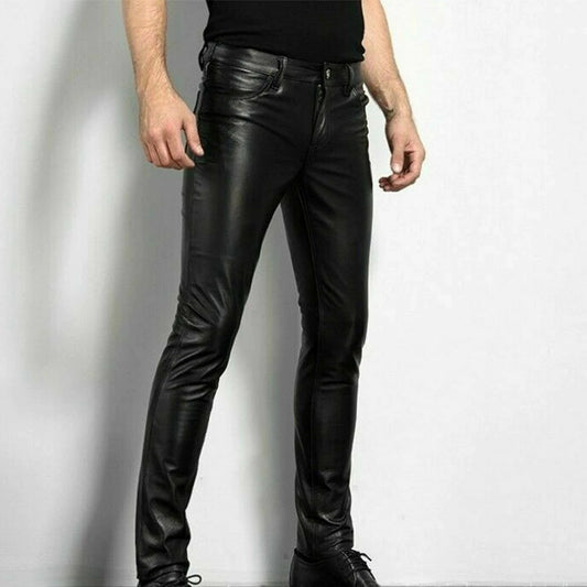 Brent - Pantalon en simili cuir noir pour homme