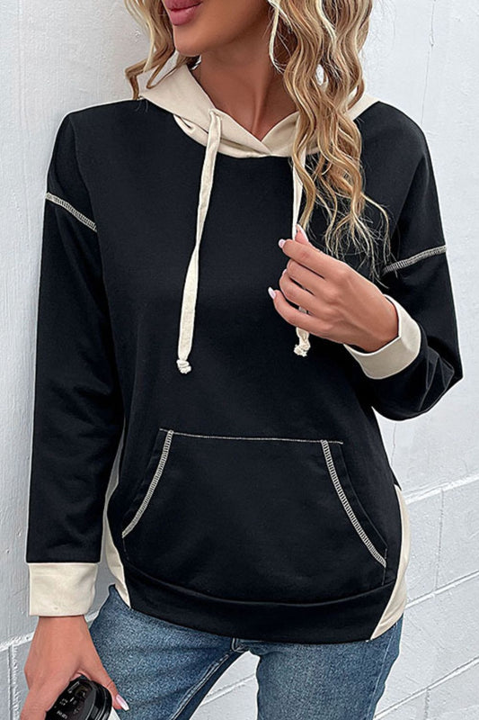 Bella - Hoodie à épaules tombantes avec cordon de serrage contrasté pour femme