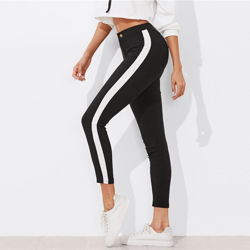 Zuri - Panel rayures pantalon skinny leg